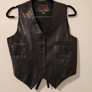 Vintage Black letaher Vest Size L